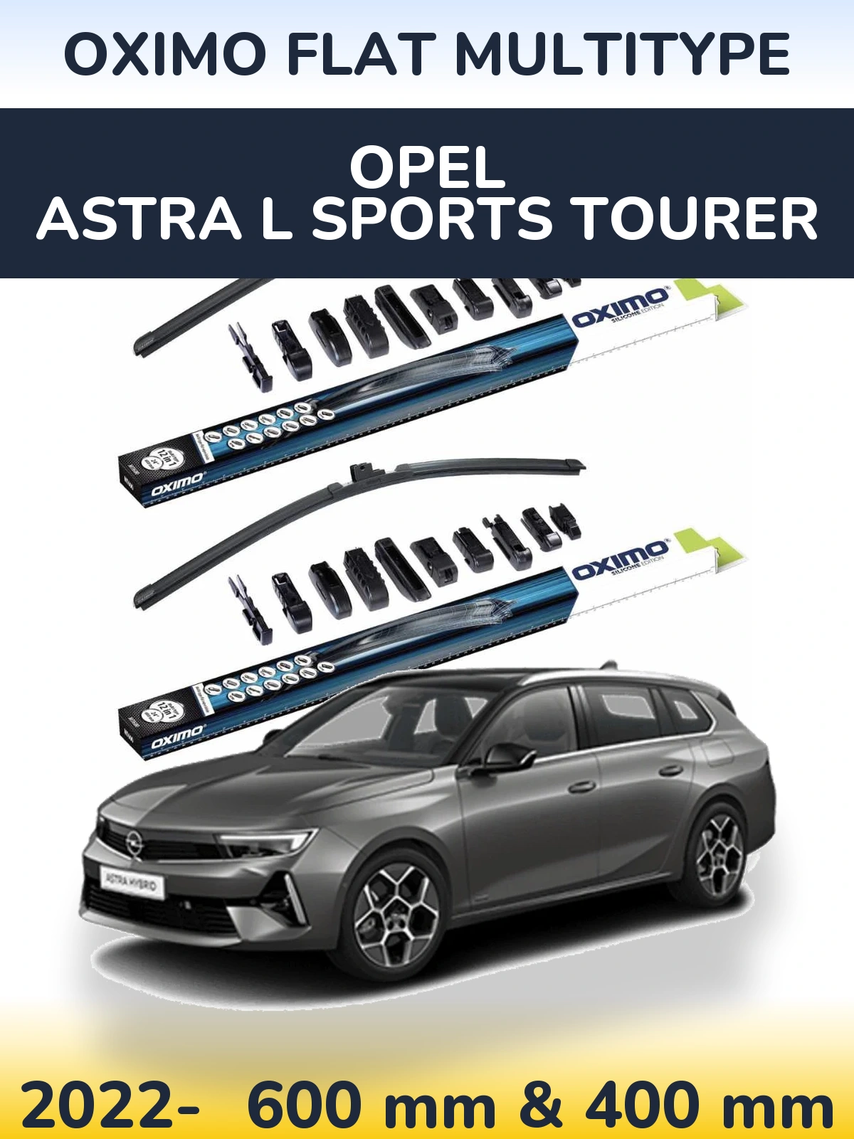 Sada předních stěračů Oximo Flat MultiType 600 a 400 mm pro Opel Astra L Sports Tourer 2022-2026