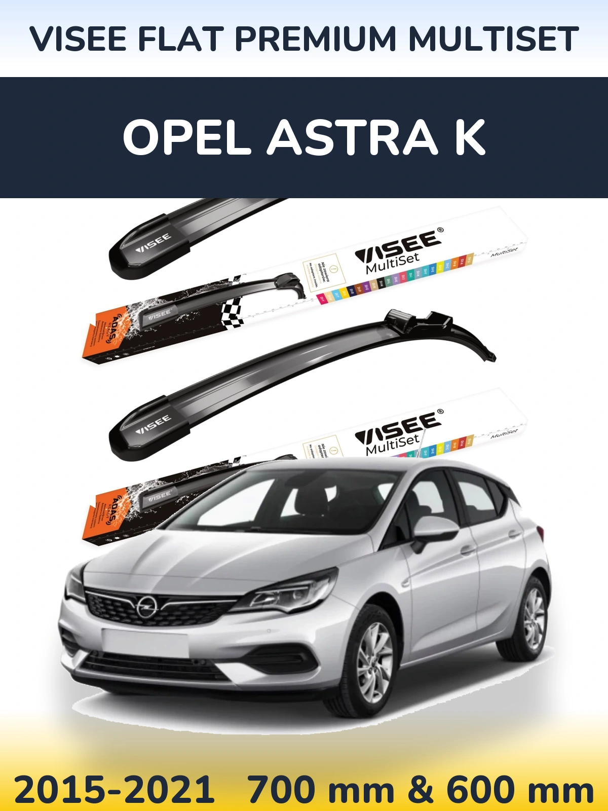Sada předních stěračů VISEE FLAT PREMIUM MultiSet 700 a 600 mm pro Opel Astra K 2015-2021