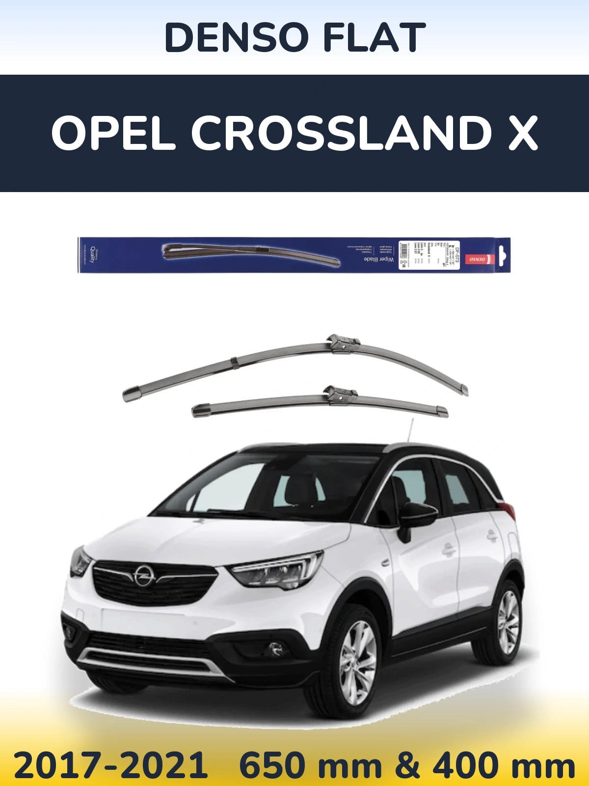 Sada předních stěračů Denso Flat 650 a 400 mm pro Opel Crossland X 2017-2021