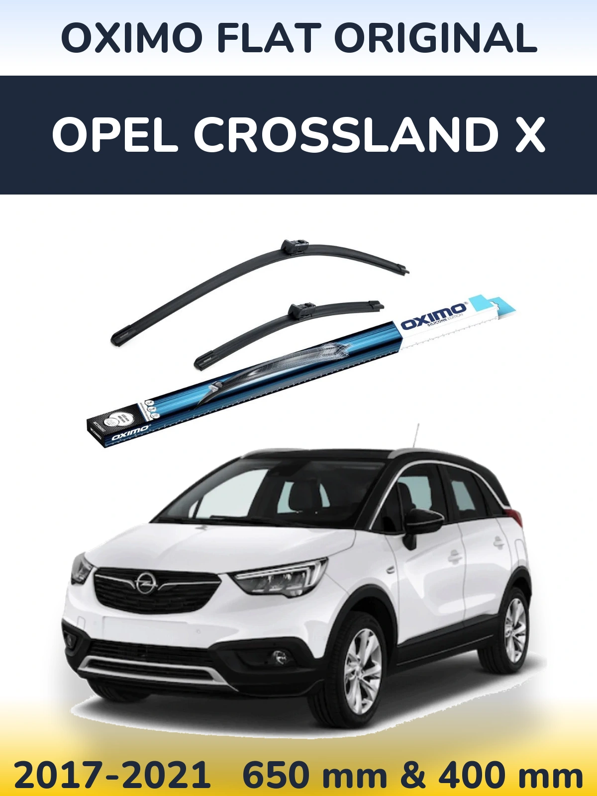 Sada předních stěračů Oximo Flat Original 650 a 400 mm pro Opel Crossland X 2017-2021