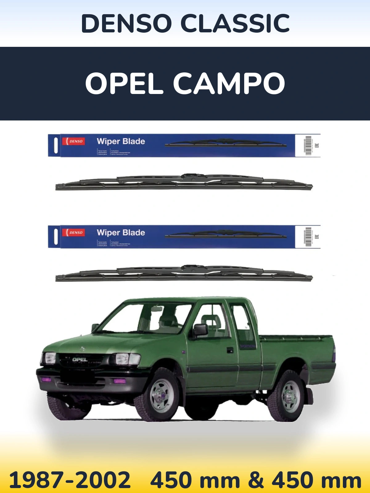 Sada předních stěračů Denso Classic 450 a 450 mm pro Opel Campo 1987-2002