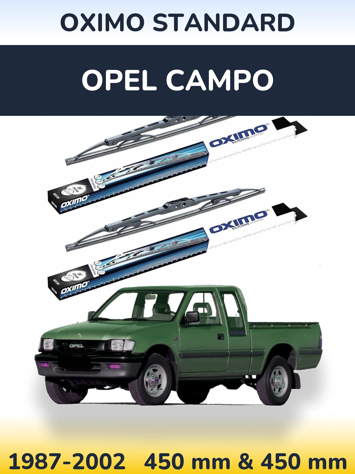 Комплект передніх щіток Oximo Standard 450 & 450 мм для Opel Campo 1987-2002