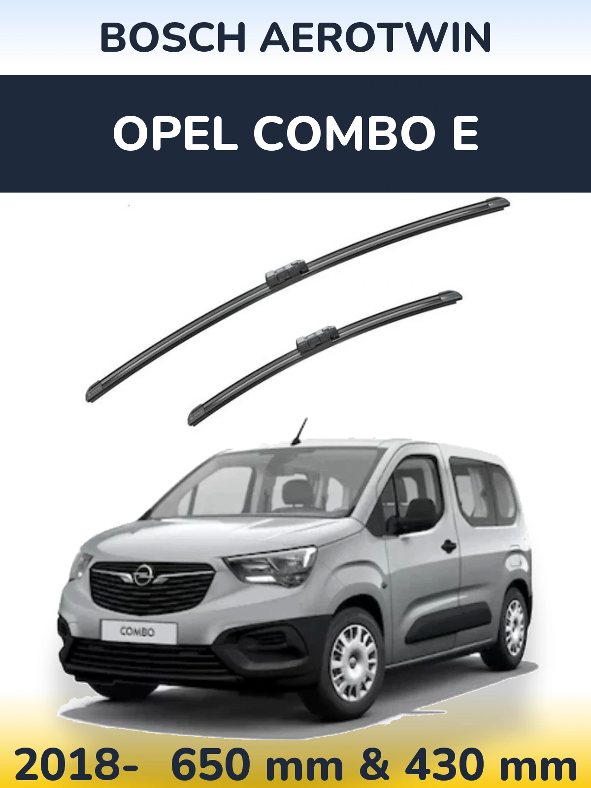 Комплект передніх щіток BOSCH AeroTwin 650 & 430 мм для Opel Combo E 2018-2026