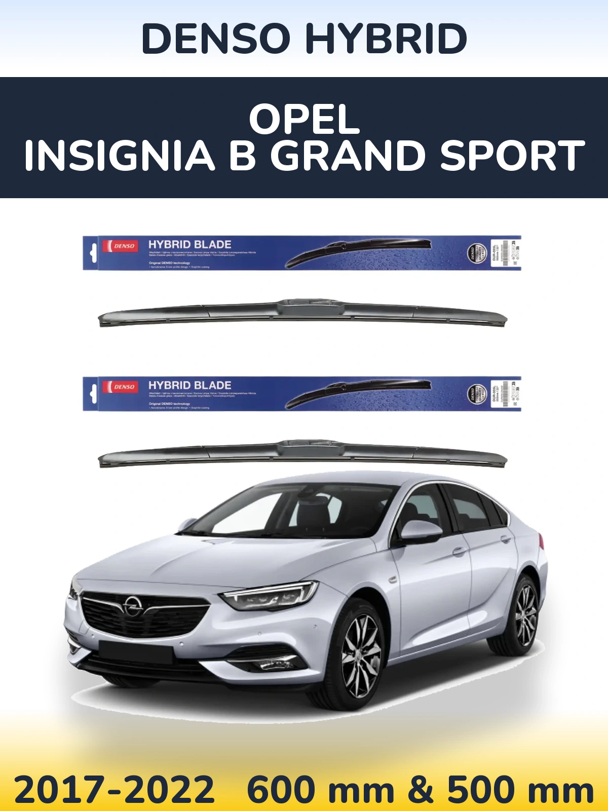 Sada předních stěračů Denso Hybrid 600 a 500 mm pro Opel Insignia B Grand Sport 2017-2022