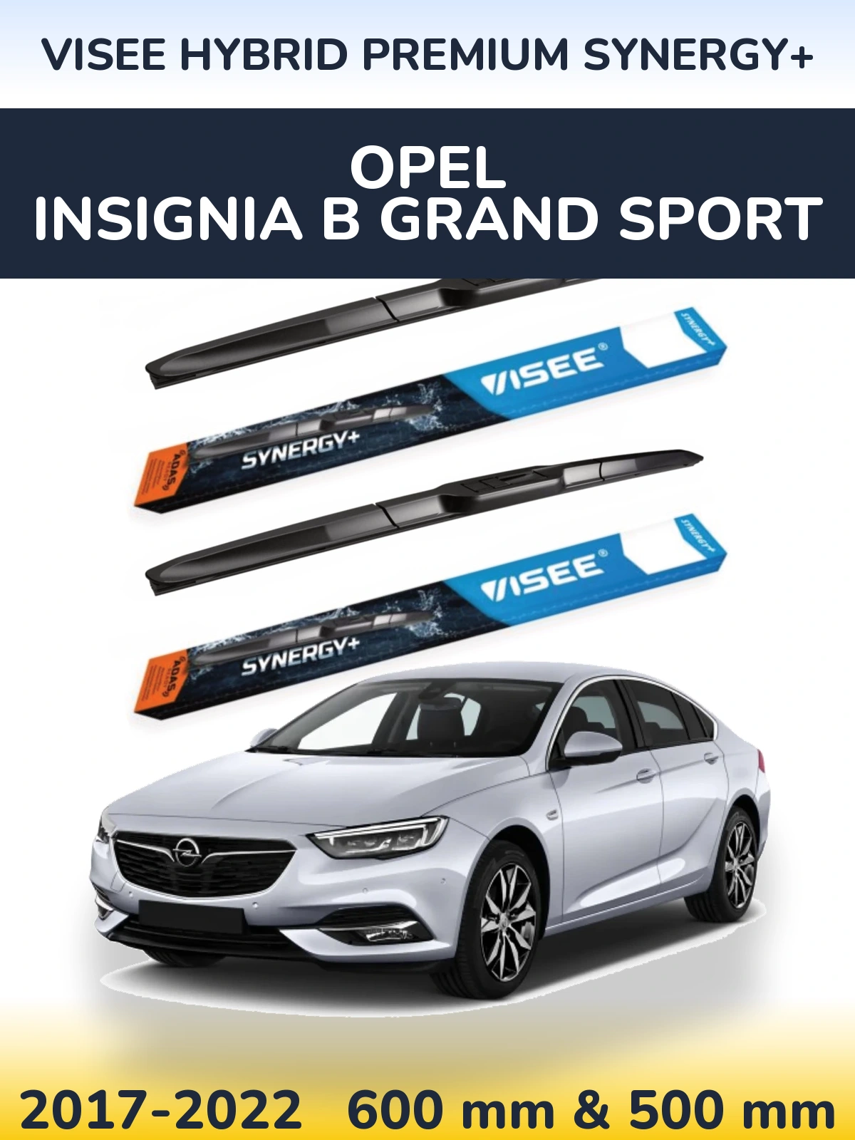 Sada předních stěračů VISEE HYBRID PREMIUM SYNERGY+ 600 a 500 mm pro Opel Insignia B Grand Sport 2017-2022
