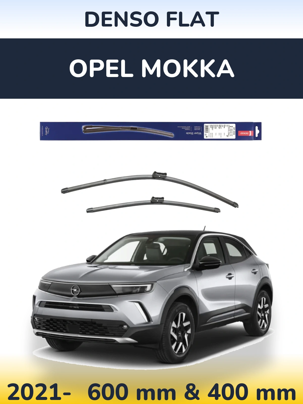 Sada předních stěračů Denso Flat 600 a 400 mm pro Opel Mokka 2021-2026
