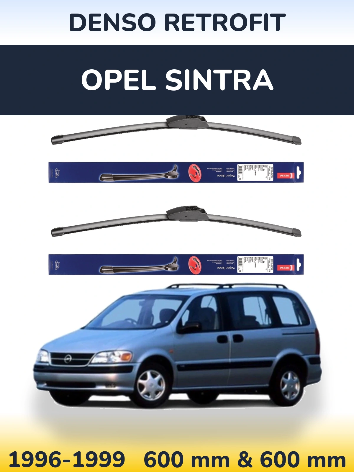 Sada předních stěračů Denso Retrofit 600 a 600 mm pro Opel Sintra 1996-1999