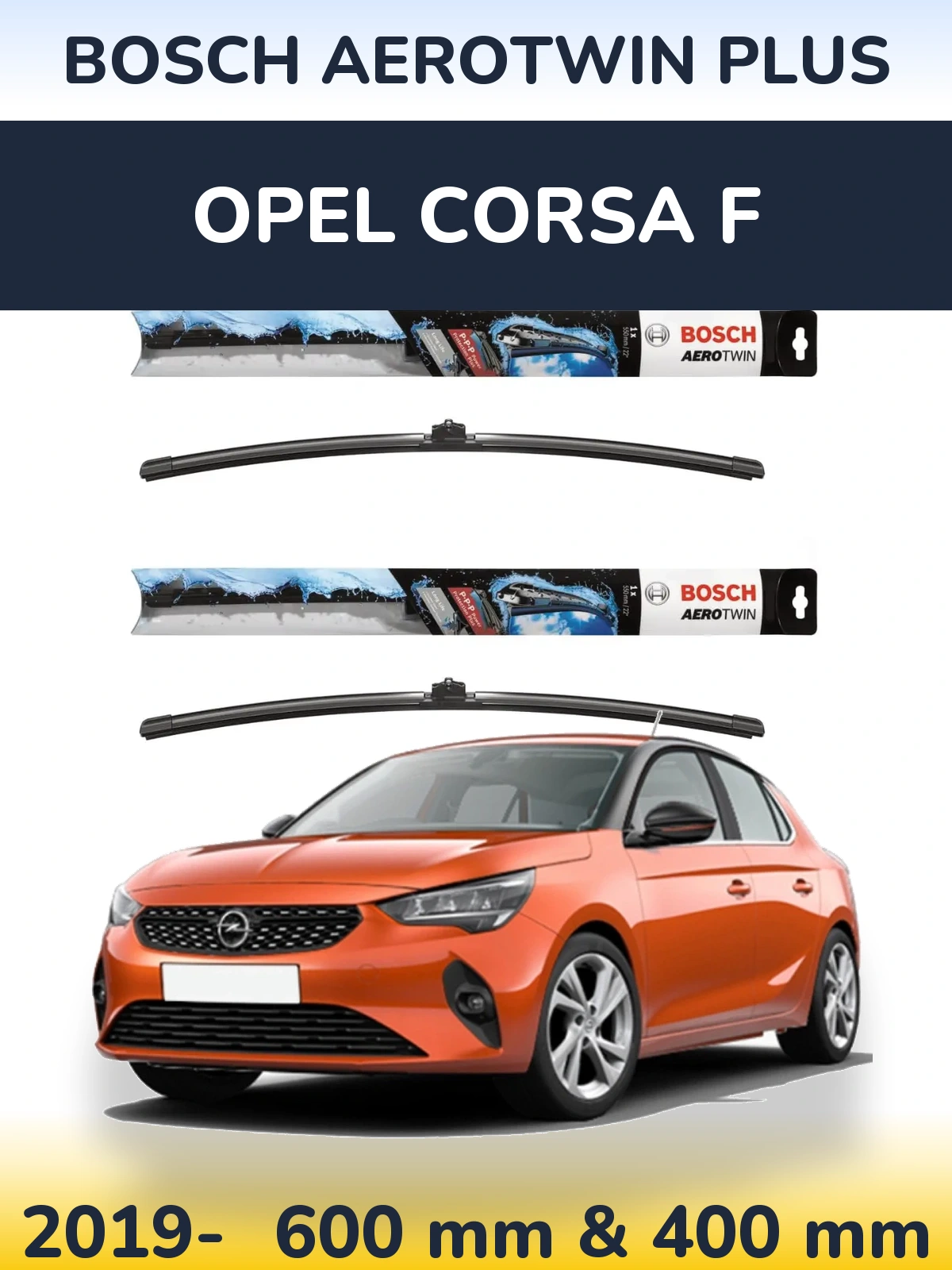 Sada předních stěračů BOSCH AeroTwin Plus 600 a 400 mm pro Opel Corsa F 2019-2026
