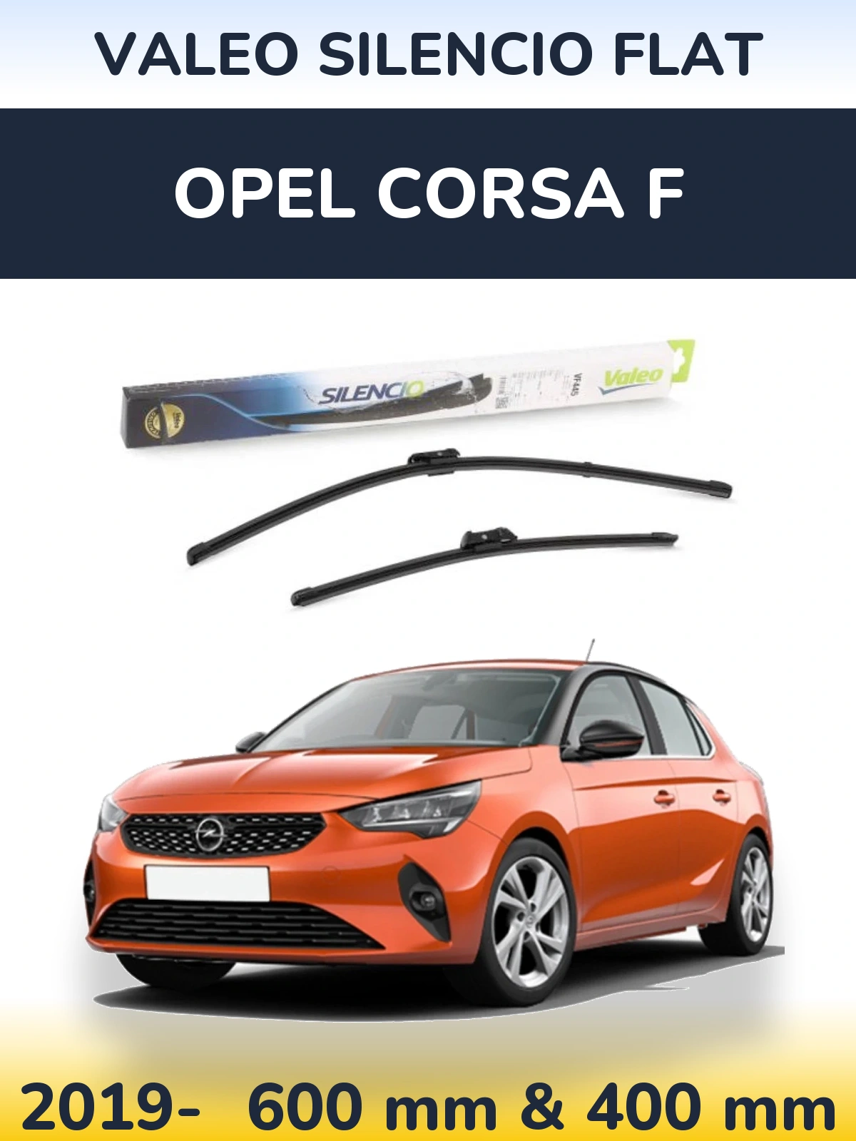 Sada předních stěračů Valeo Silencio Flat 600 a 400 mm pro Opel Corsa F 2019-2026