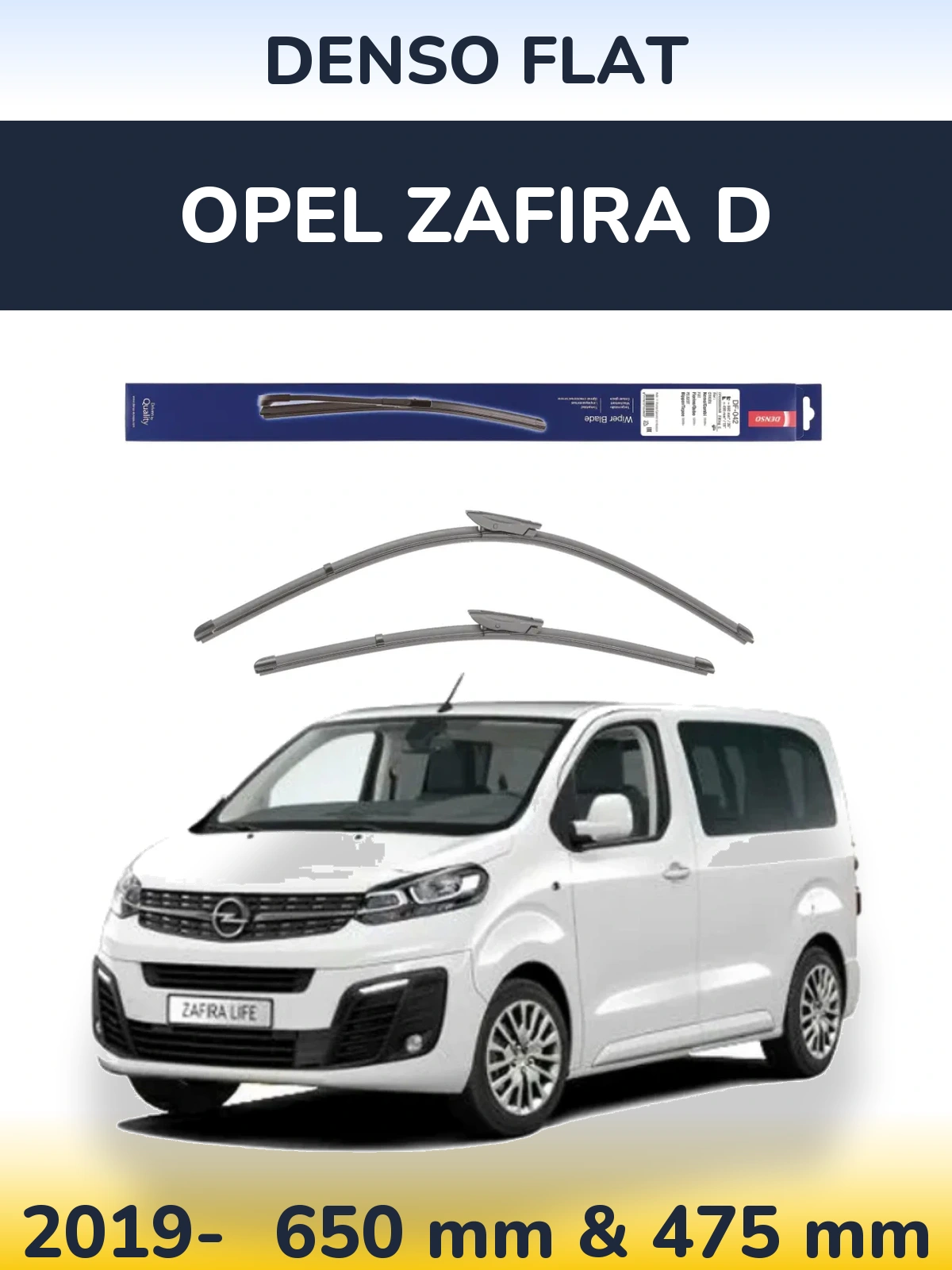 Sada předních stěračů Denso Flat 650 a 450 mm pro Opel Zafira D 2019-2026