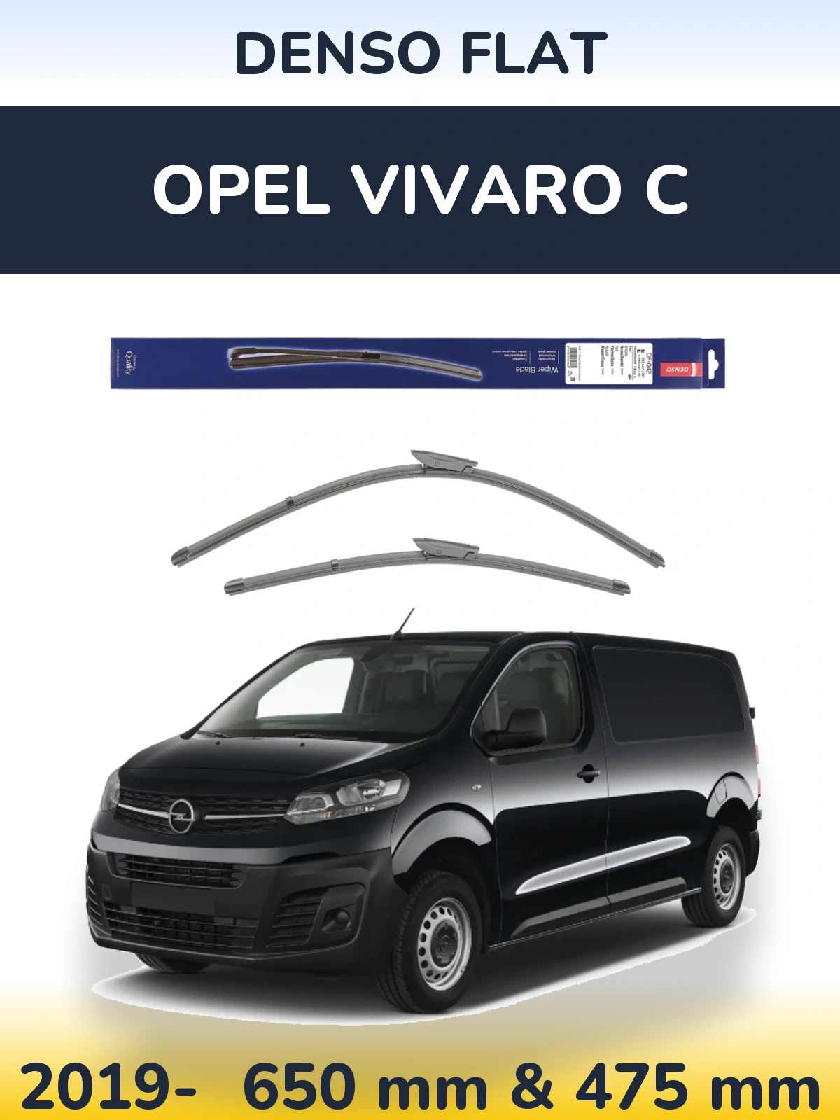 Sada předních stěračů Denso Flat 650 a 450 mm pro Opel Vivaro C 2019-2026
