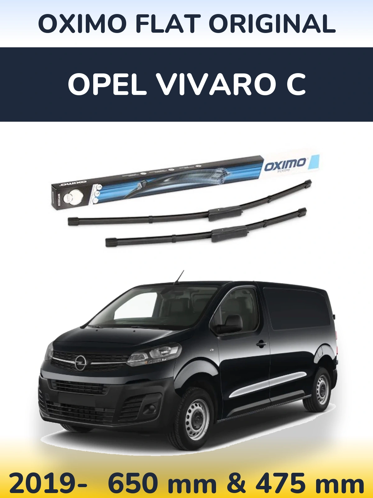 Sada předních stěračů Oximo Flat Original 650 a 475 mm pro Opel Vivaro C 2019-2026