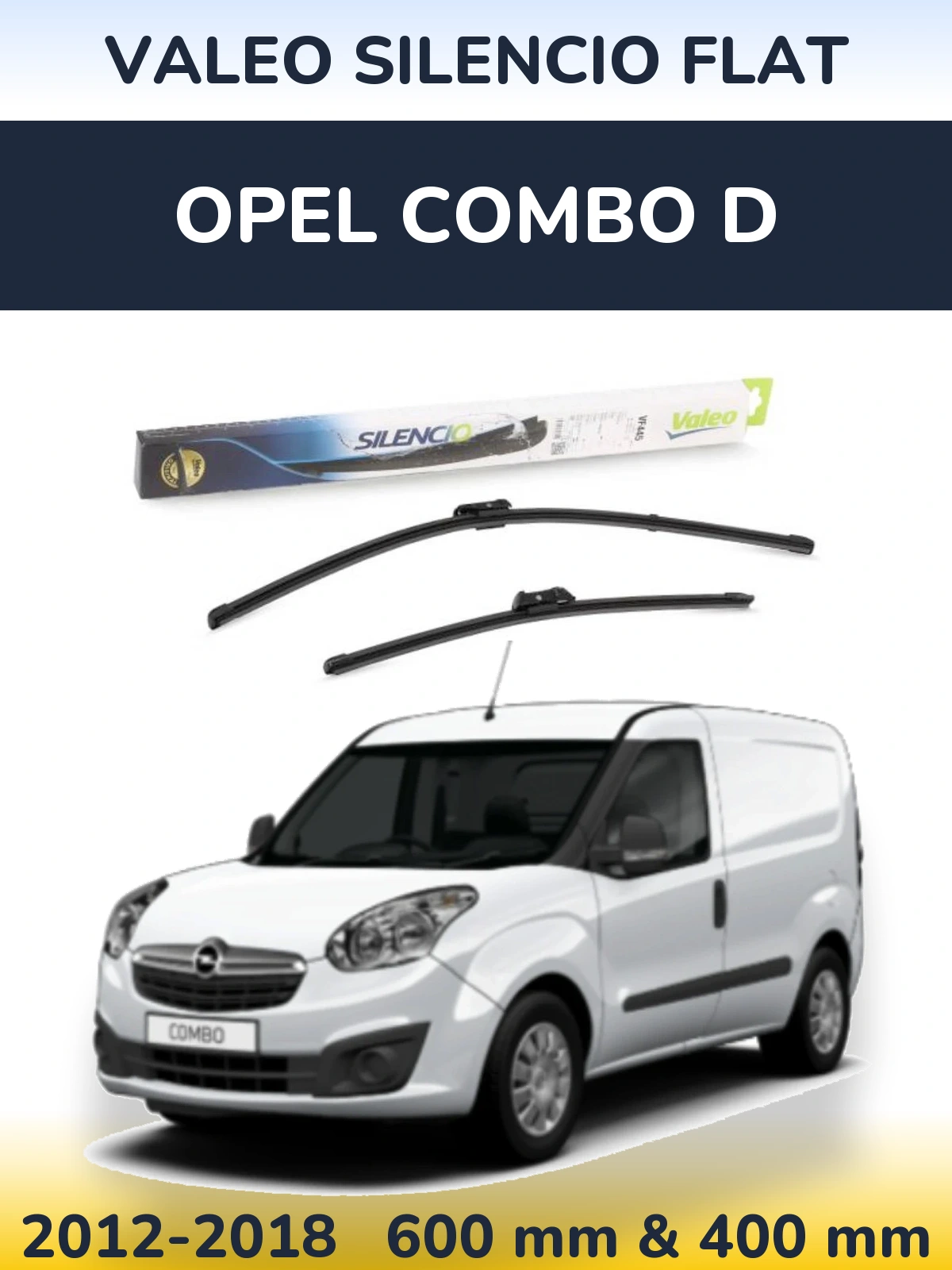 Sada předních stěračů Valeo Silencio Flat 600 a 400 mm pro Opel Combo D 2012-2018