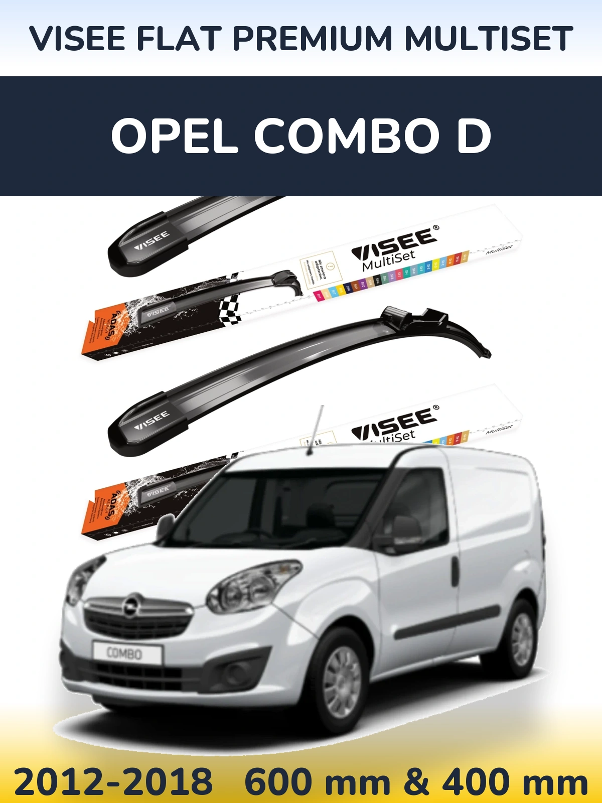 Sada předních stěračů VISEE FLAT PREMIUM MultiSet 600 a 400 mm pro Opel Combo D 2012-2018