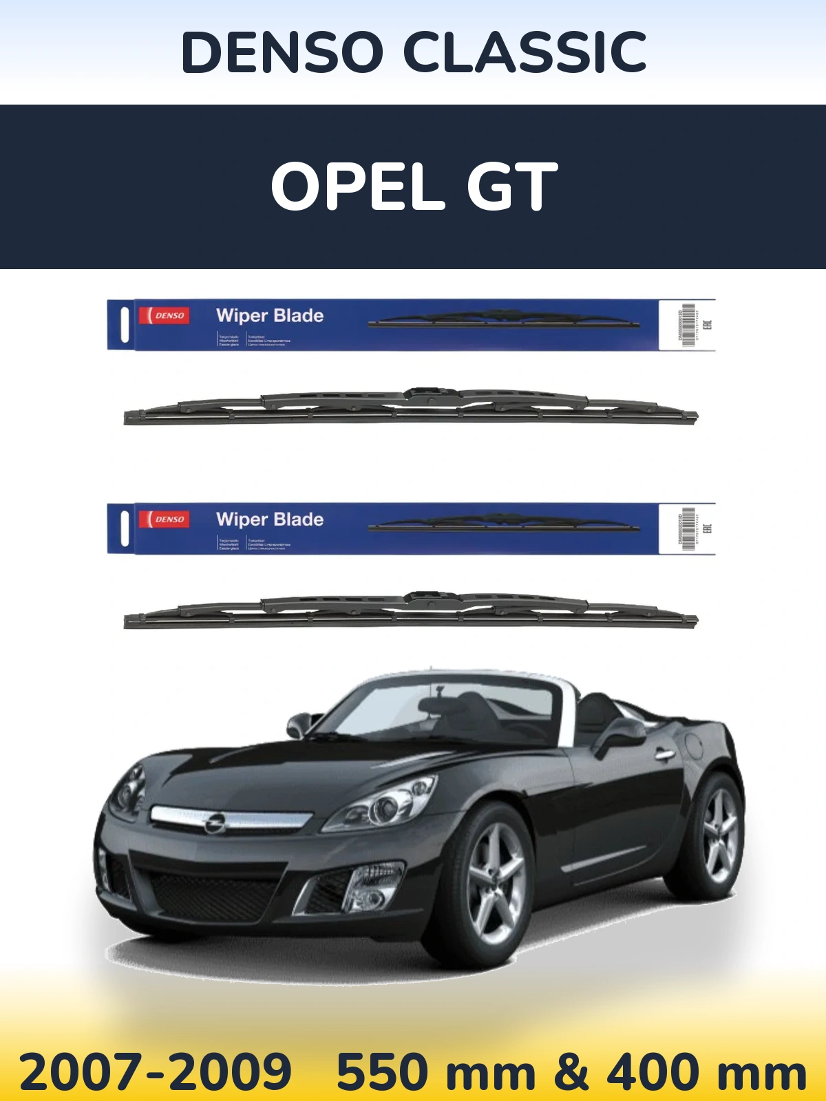 Sada předních stěračů Denso Classic 550 a 400 mm pro Opel GT 2007-2009