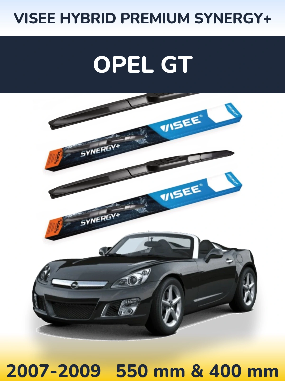 Sada předních stěračů VISEE HYBRID PREMIUM SYNERGY+ 550 a 400 mm pro Opel GT 2007-2009