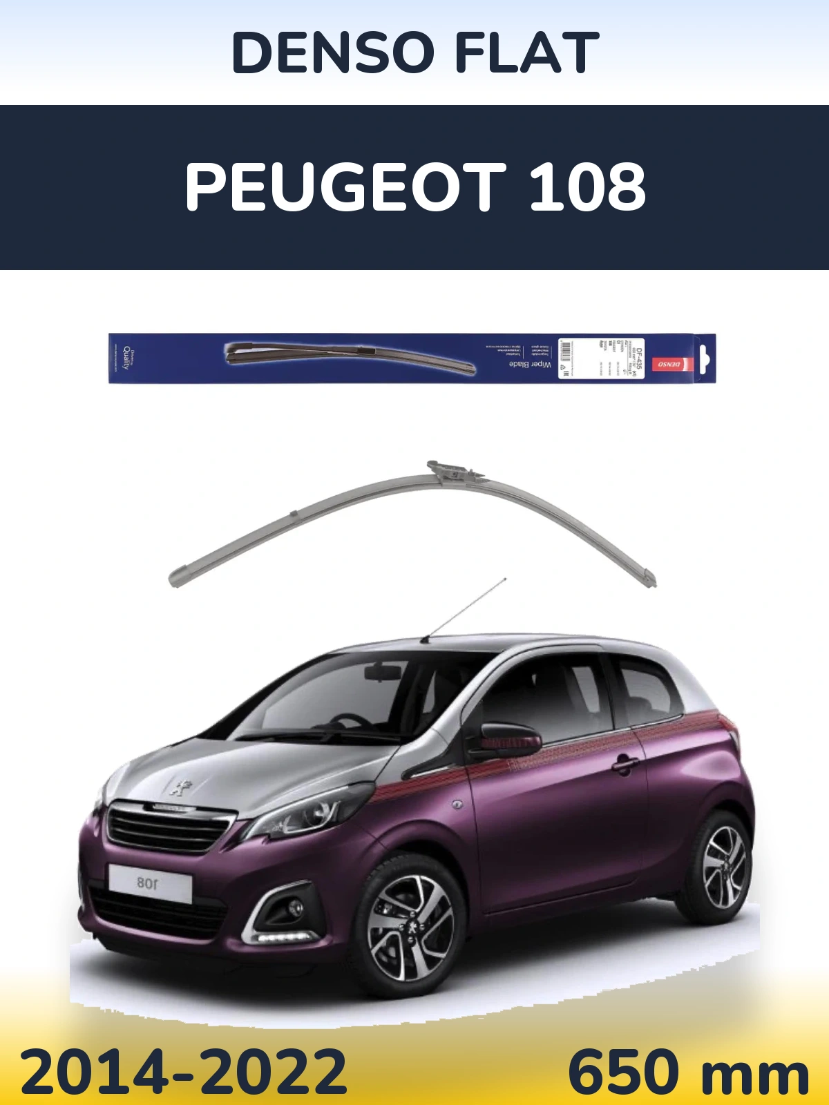 Přední stěrač Denso Flat 650 mm pro Peugeot 108 2014-2022