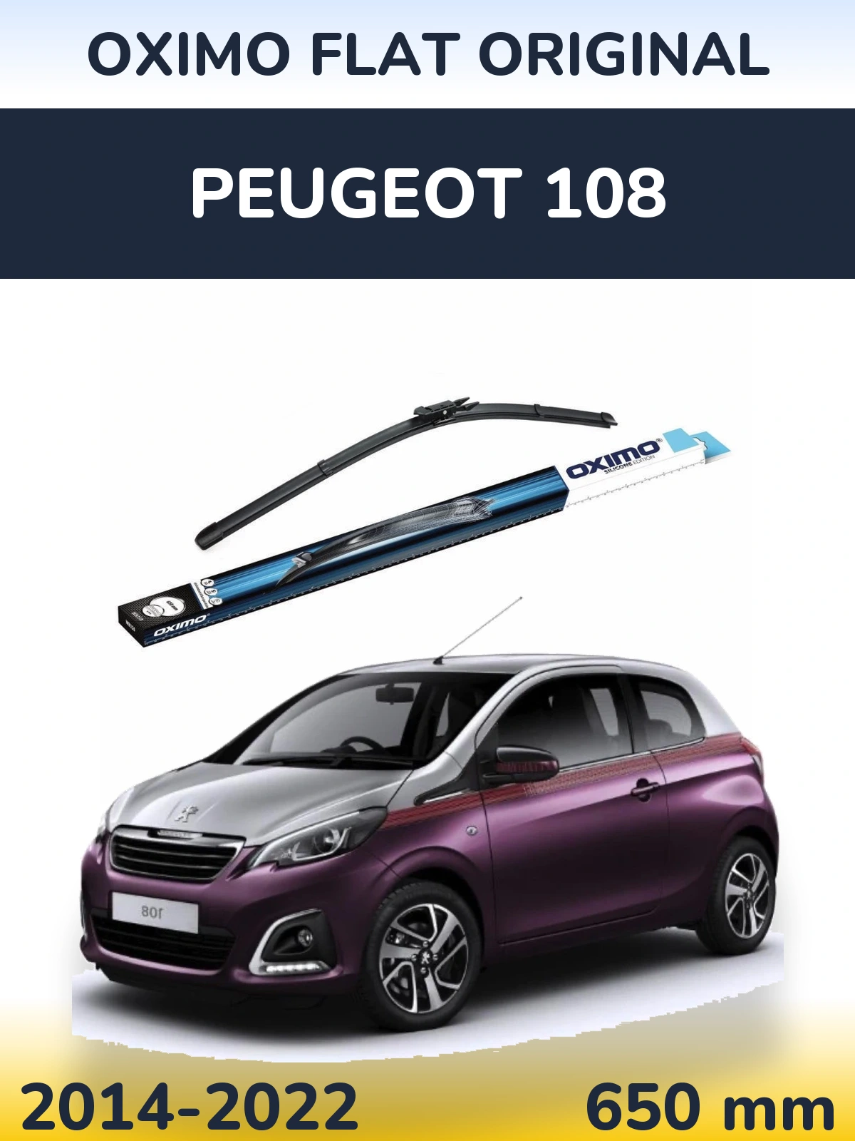 Přední stěrač Oximo Flat Original 650 mm pro Peugeot 108 2014-2022