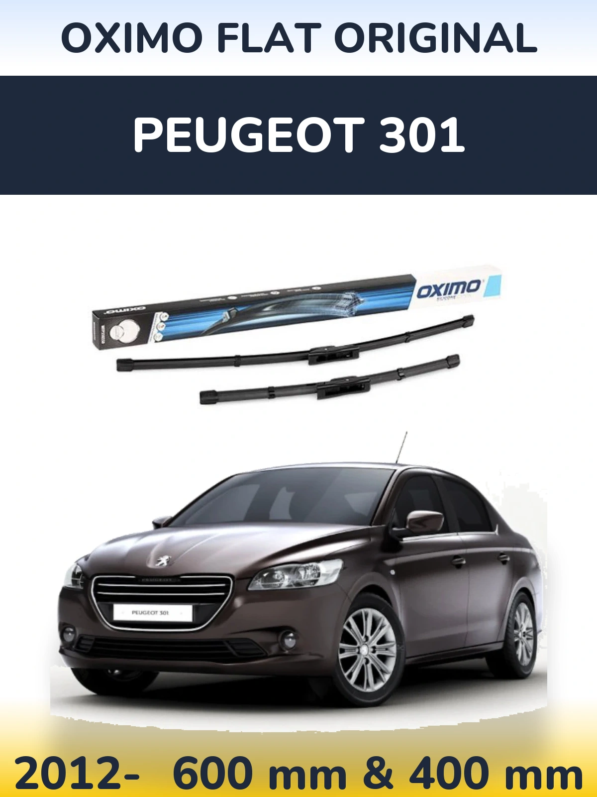 Sada předních stěračů Oximo Flat Original 600 a 400 mm pro Peugeot 301 2012-2026