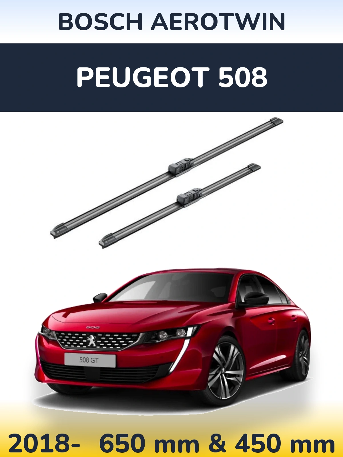 Комплект передніх щіток BOSCH AeroTwin 650 & 450 мм для Peugeot 508 2018-2026