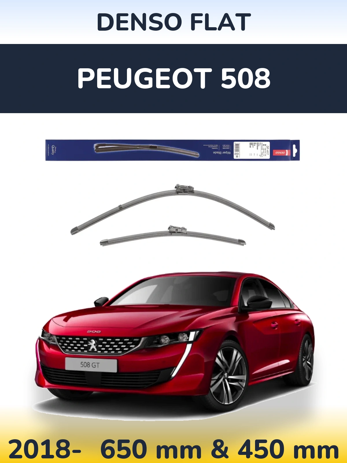 Sada předních stěračů Denso Flat 650 a 450 mm pro Peugeot 508 2018-2026