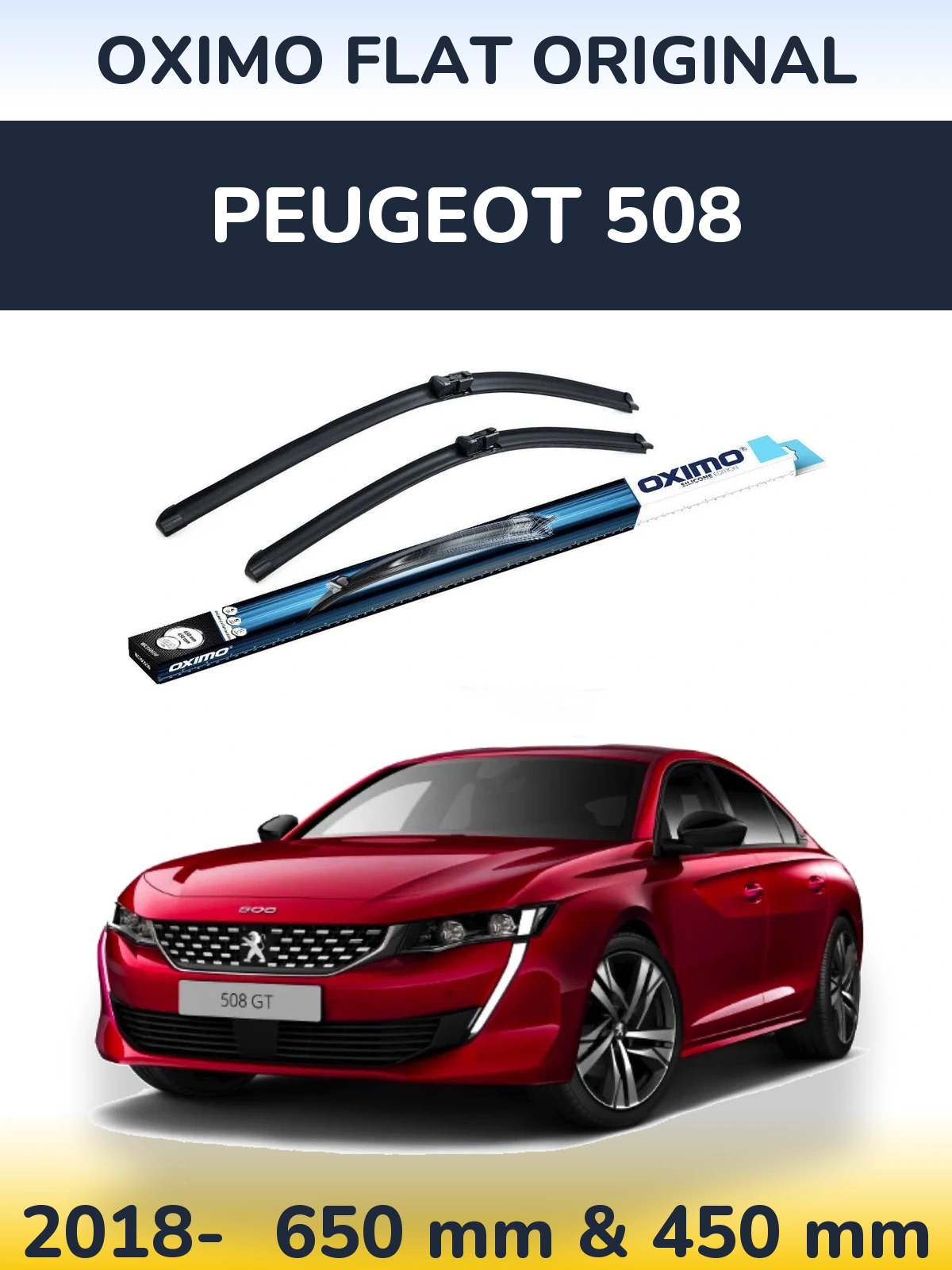 Sada předních stěračů Oximo Flat Original 650 a 450 mm pro Peugeot 508 2018-2026
