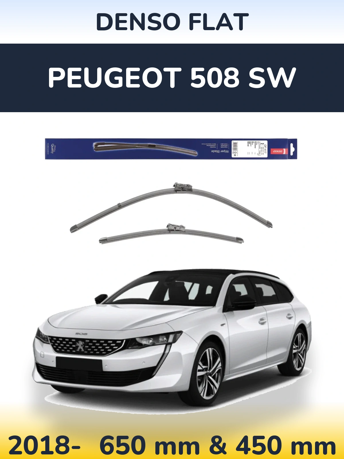 Sada předních stěračů Denso Flat 650 a 450 mm pro Peugeot 508 SW 2018-2026