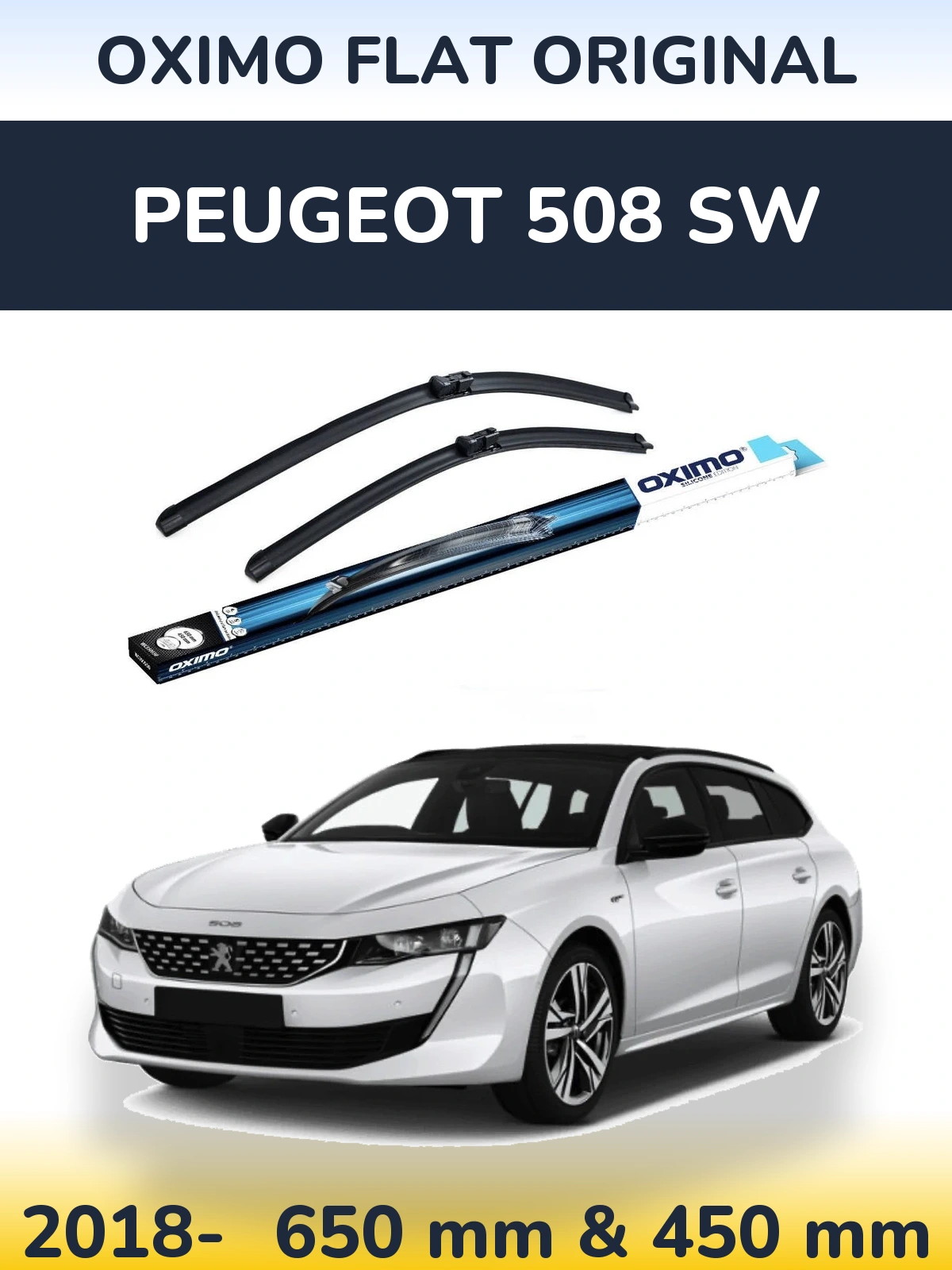 Sada předních stěračů Oximo Flat Original 650 a 450 mm pro Peugeot 508 SW 2018-2026