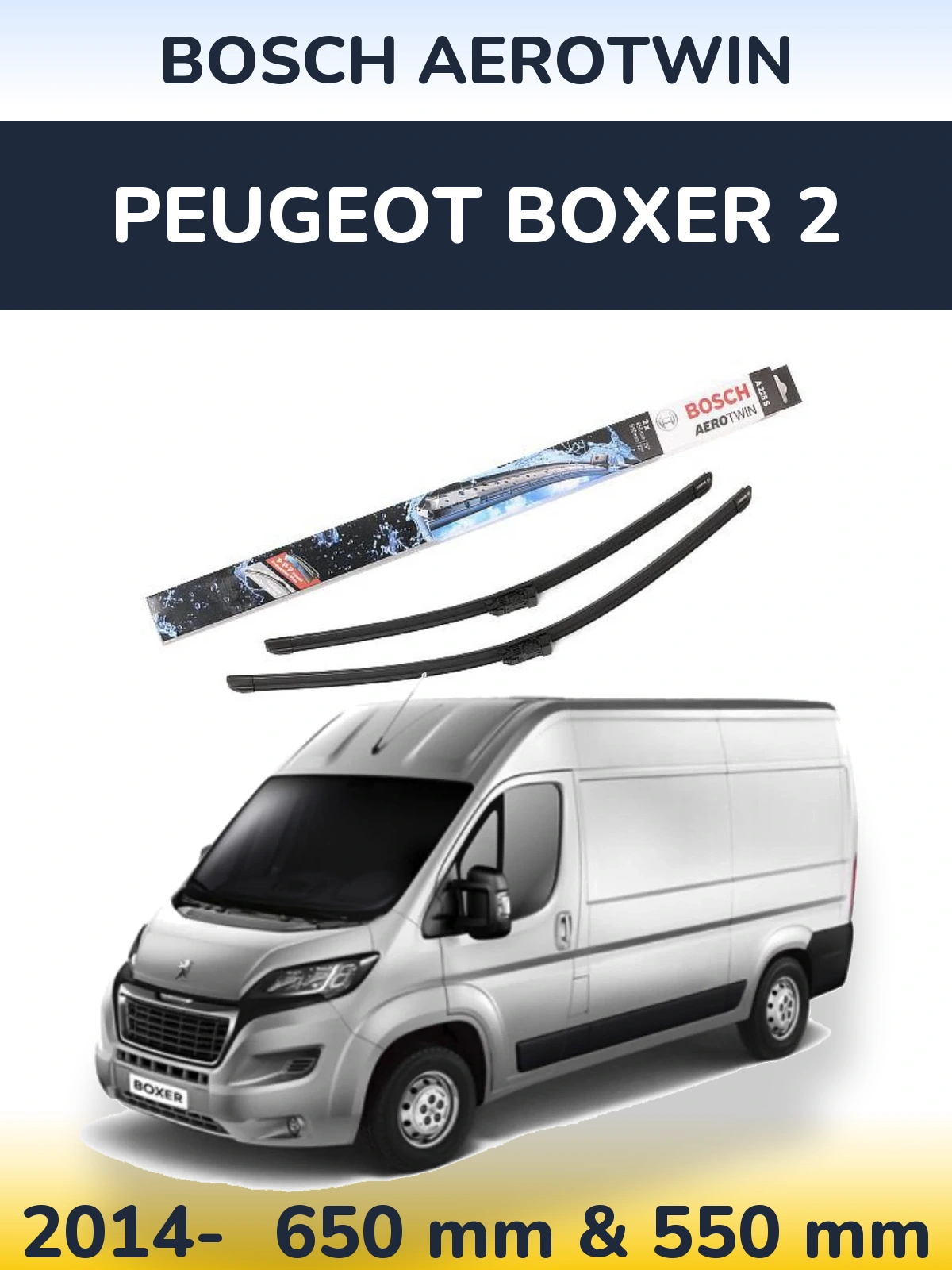 Комплект передніх щіток BOSCH AeroTwin 650 & 550 мм для Peugeot Boxer 2 2014-2026