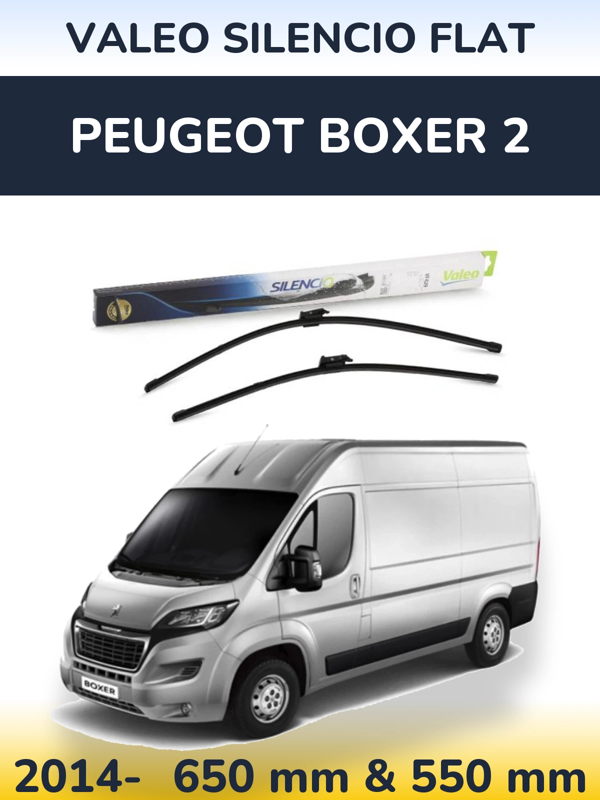 Sada předních stěračů Valeo Silencio Flat 650 a 550 mm pro Peugeot Boxer 2 2014-2026