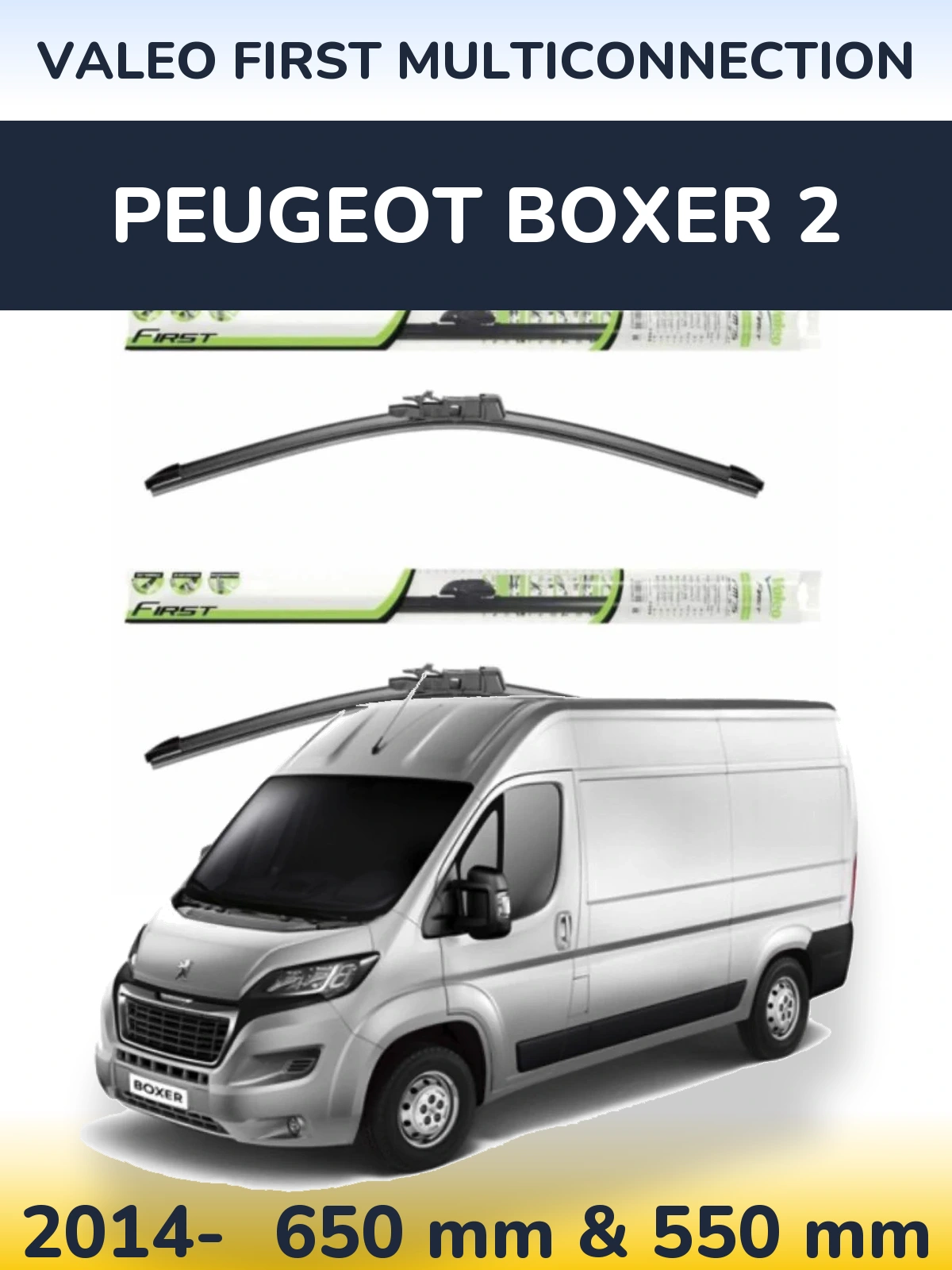 Sada předních stěračů Valeo First MultiConnection 650 a 550 mm pro Peugeot Boxer 2 2014-2026