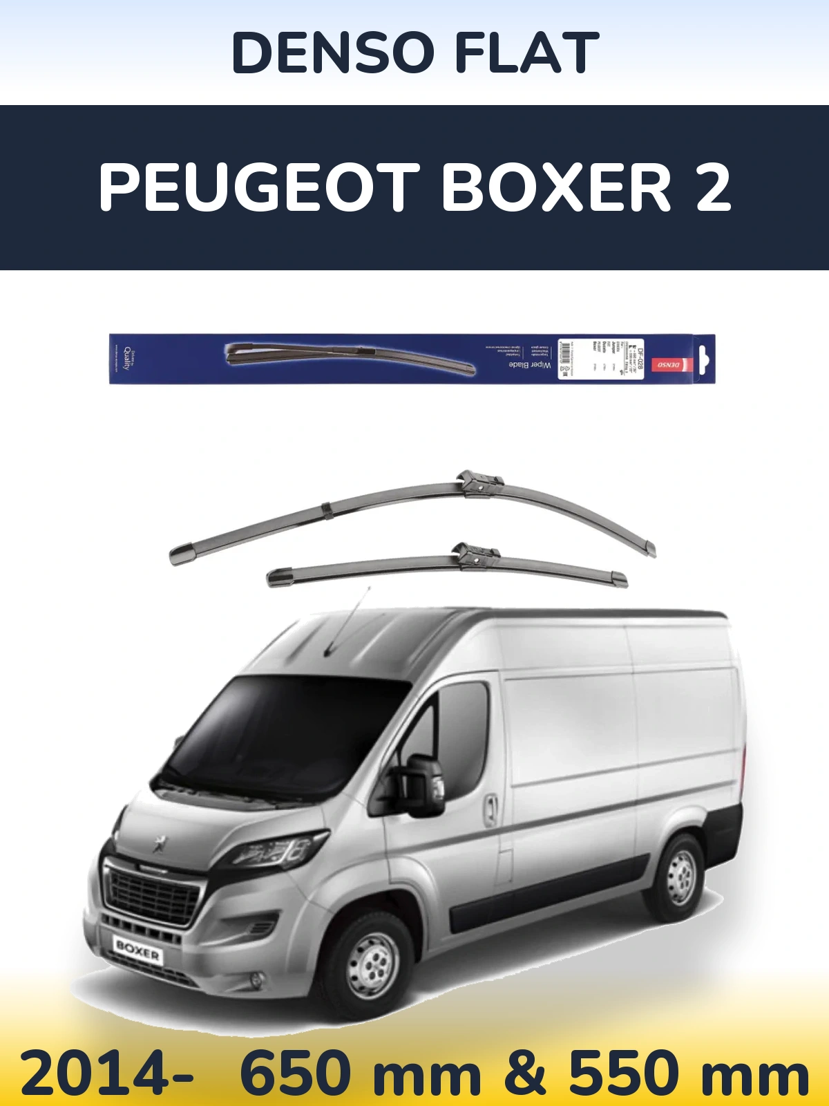 Sada předních stěračů Denso Flat 650 a 550 mm pro Peugeot Boxer 2 2014-2026