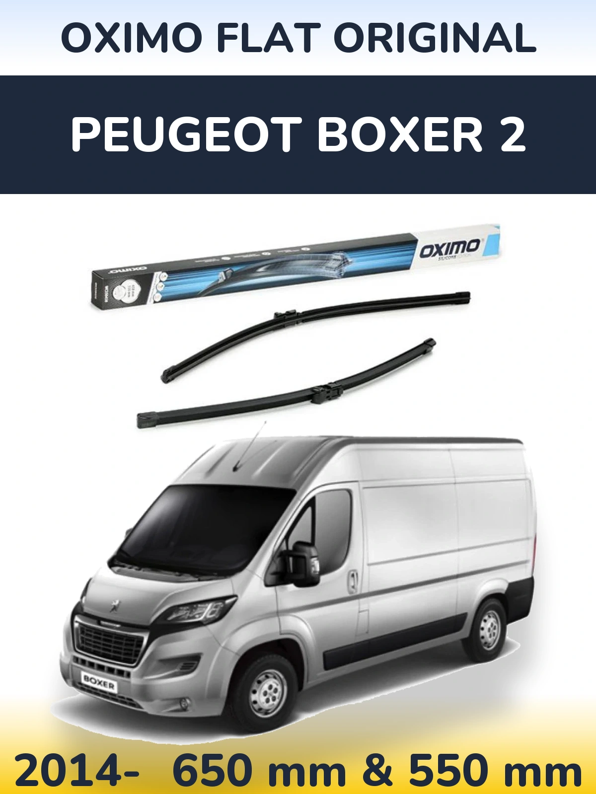 Sada předních stěračů Oximo Flat Original 650 a 550 mm pro Peugeot Boxer 2 2014-2026