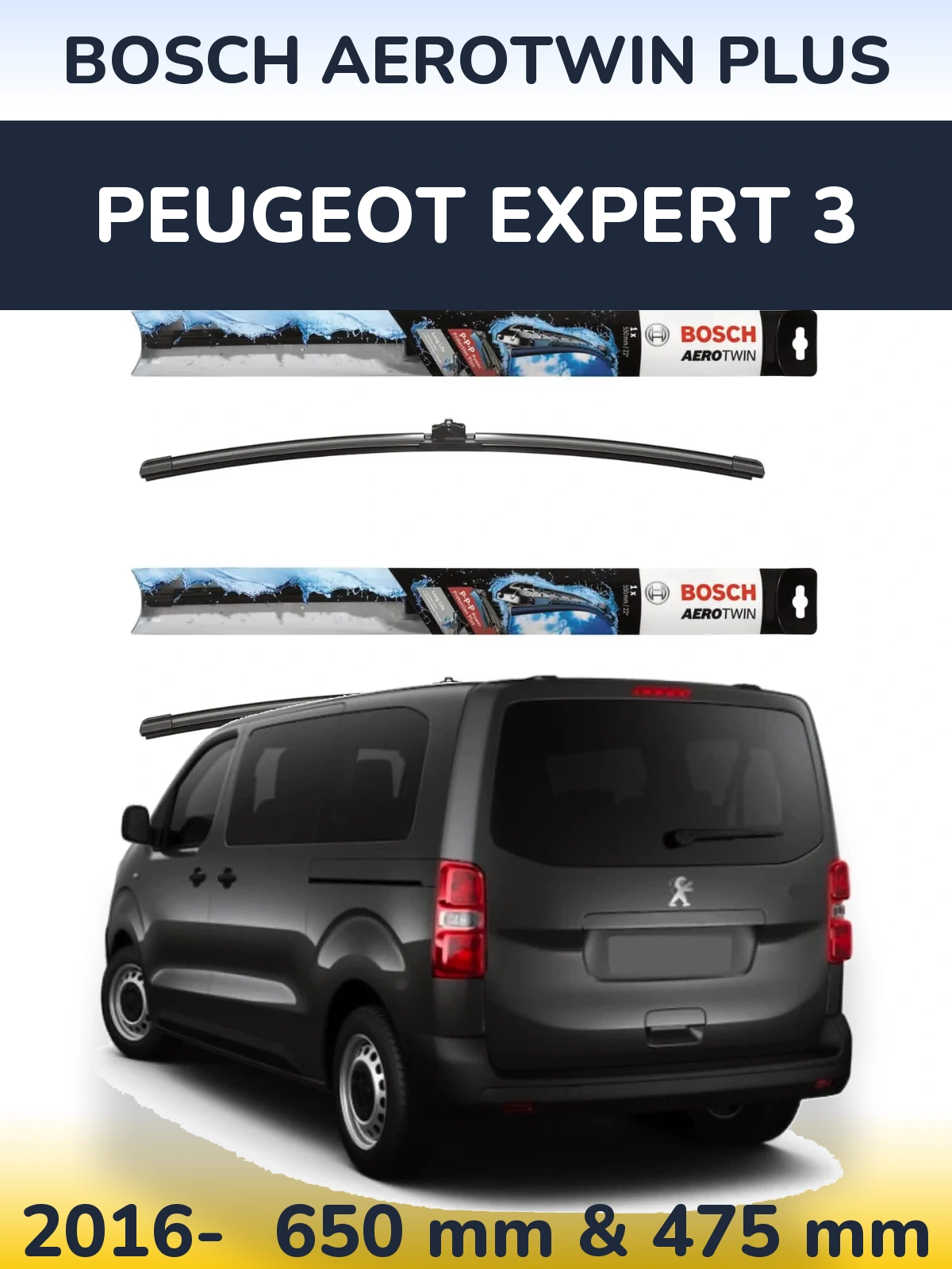 Sada předních stěračů BOSCH AeroTwin Plus 650 a 475 mm pro Peugeot Expert 3 2016-2026