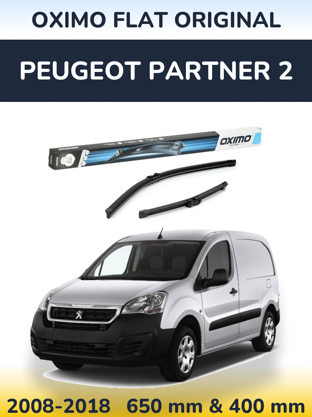 Комплект передніх щіток Oximo Flat Original 650 & 375 мм для Peugeot Partner 2 2008-2018