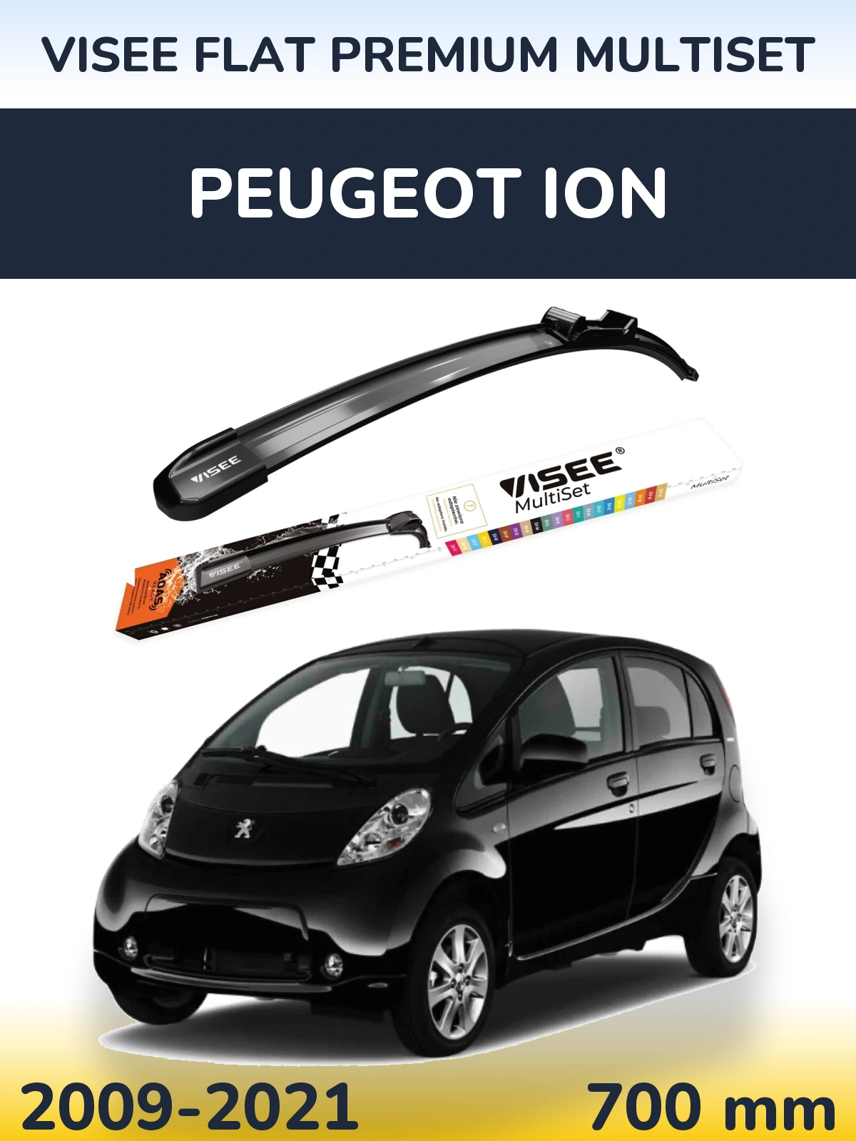 Přední stěrač VISEE FLAT PREMIUM MultiSet 700 mm pro Peugeot iOn 2009-2021