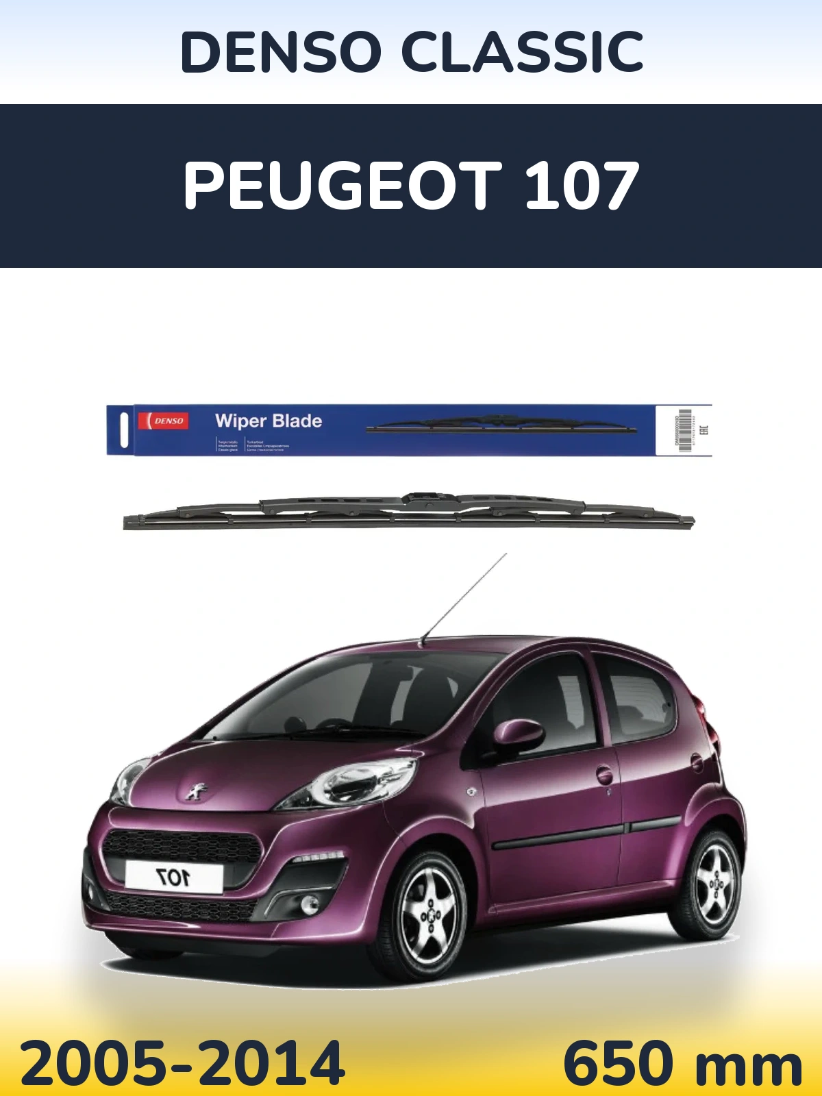 Přední stěrač Denso Classic 650 mm pro Peugeot 107 2005-2014