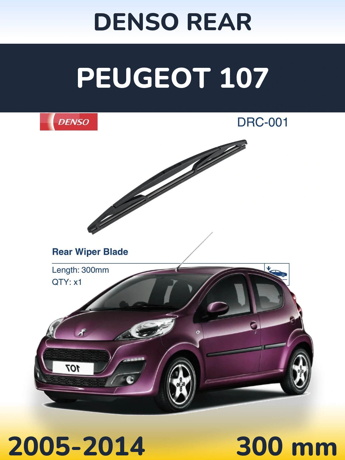Zadní stěrač Denso Rear 300 mm pro Peugeot 107 2005-2014