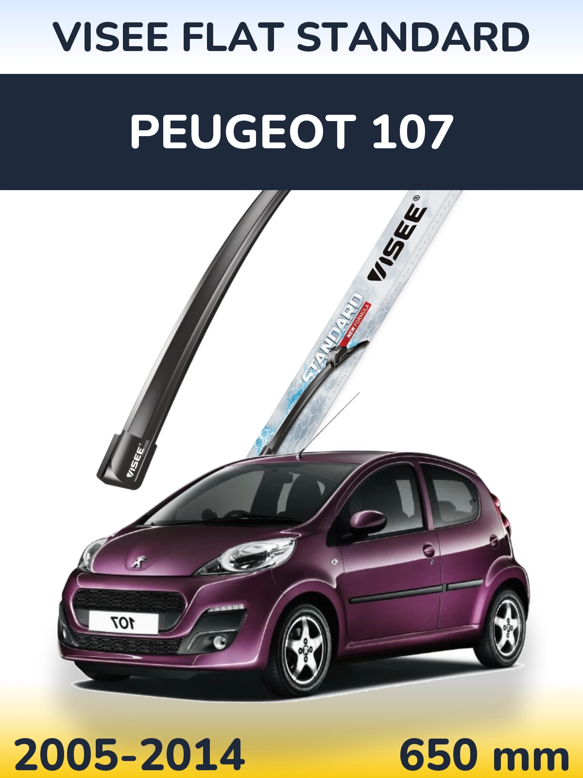 Передня щітка VISEE FLAT STANDARD 650 мм для Peugeot 107 2005-2014