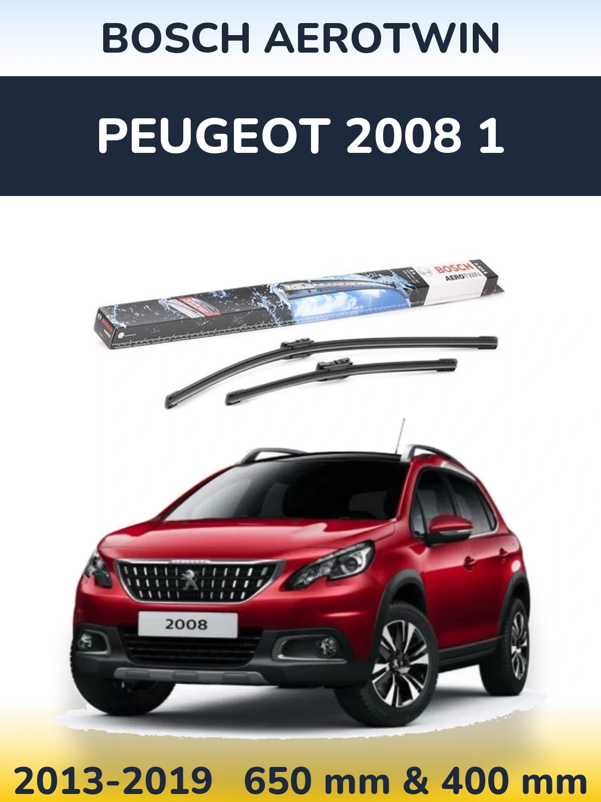 Sada předních stěračů BOSCH AeroTwin 650 a 400 mm pro Peugeot 2008 1 2013-2019