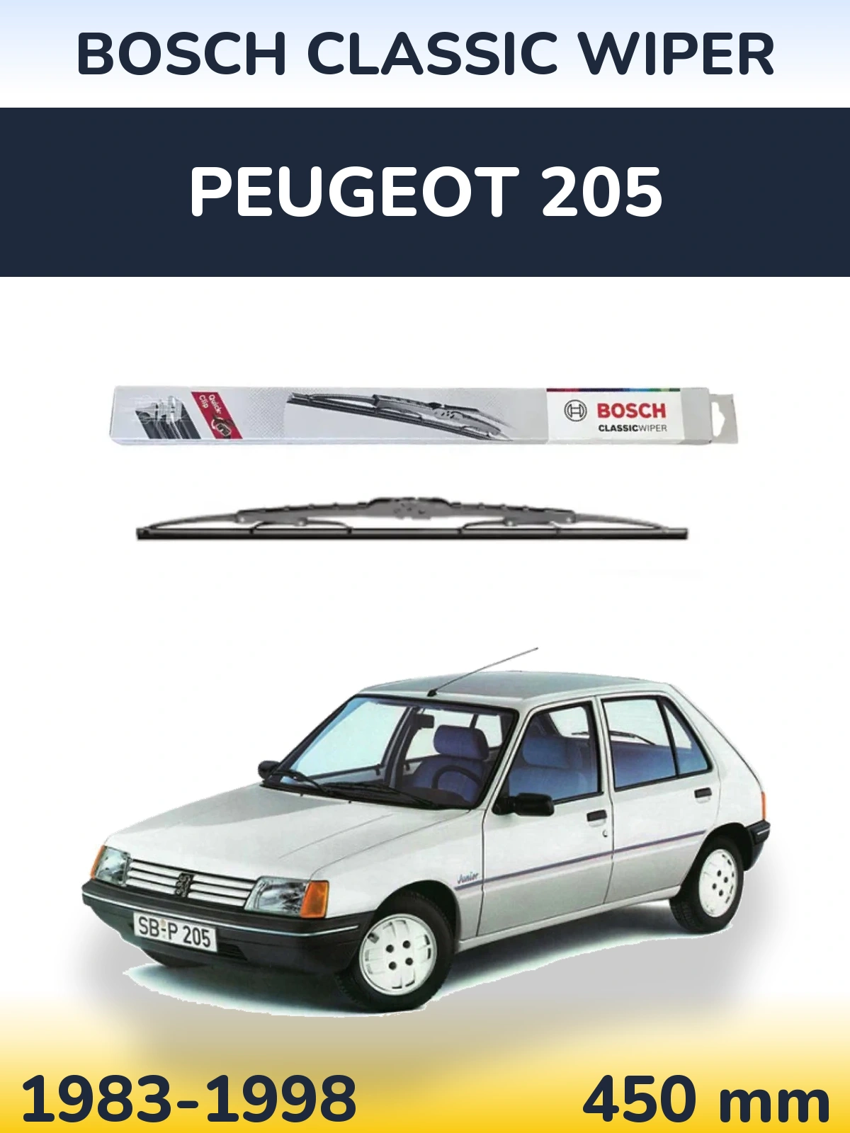 Задня щітка BOSCH Classic Wiper 450 мм для Peugeot 205 1983-1998