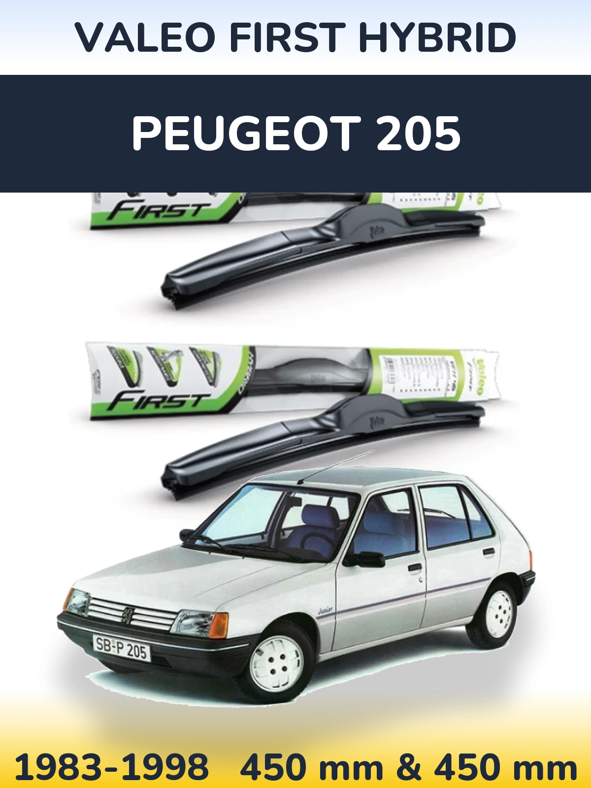 Комплект передніх щіток Valeo First Hybrid 450 & 450 мм для Peugeot 205 1983-1998