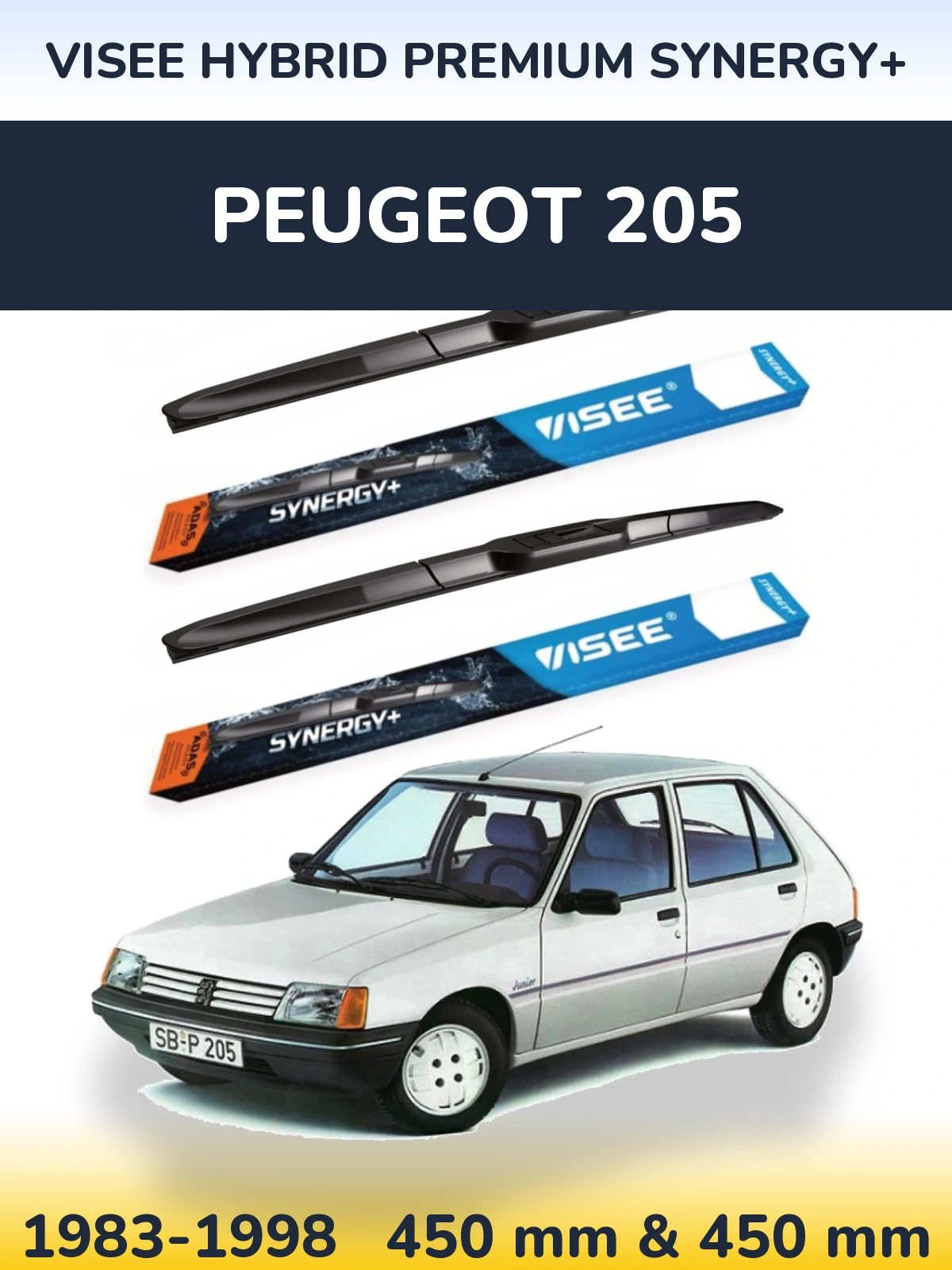 Комплект передніх щіток VISEE HYBRID PREMIUM SYNERGY+ 450 & 450 мм для Peugeot 205 1983-1998