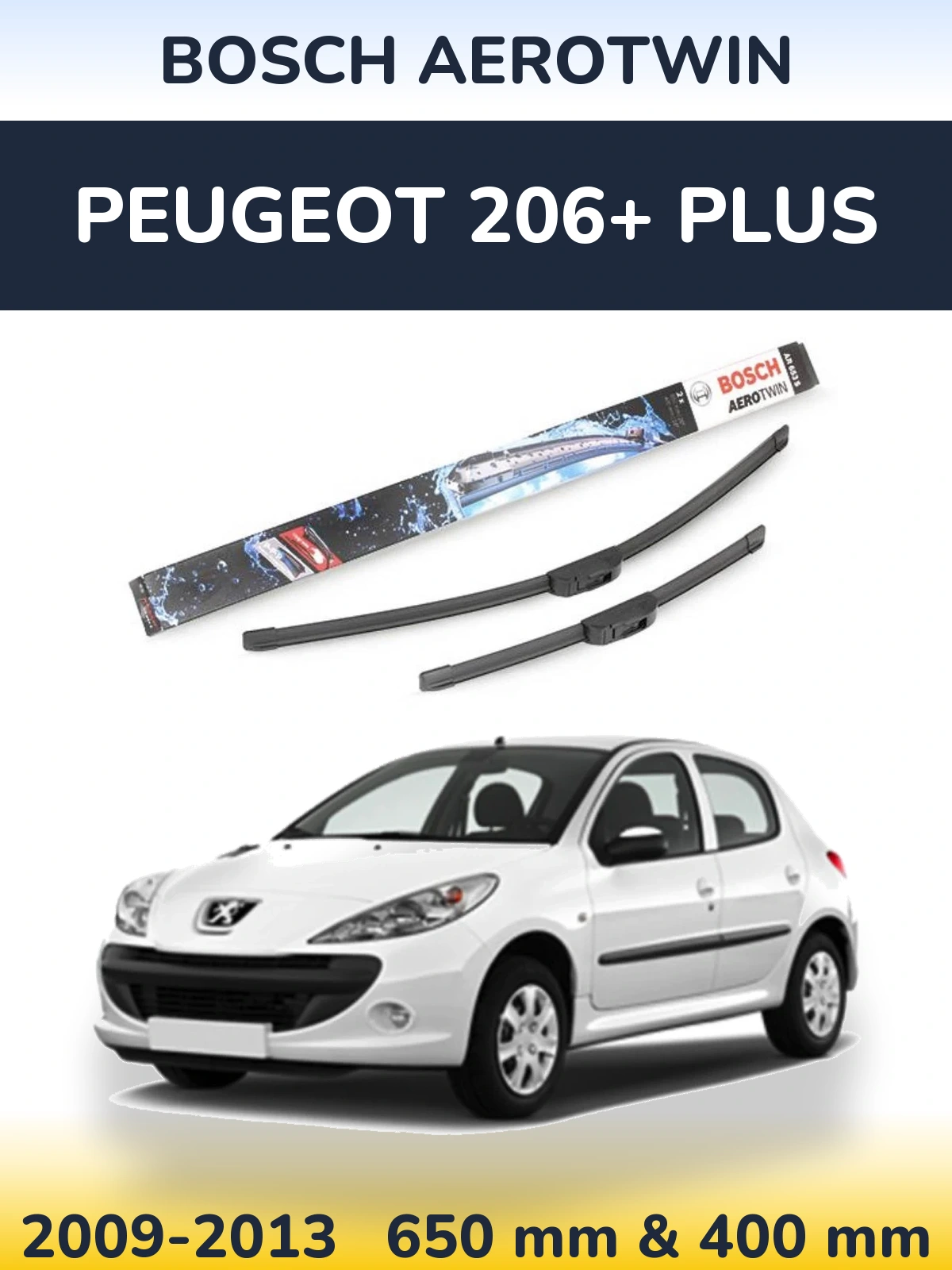 Sada předních stěračů BOSCH AeroTwin 650 a 400 mm pro Peugeot 206+ Plus 2009-2013