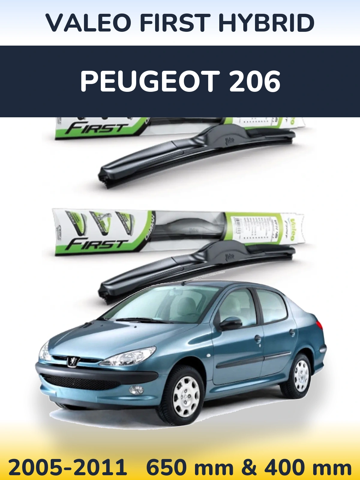 Sada předních stěračů Valeo First Hybrid 650 a 400 mm pro Peugeot 206 2005-2011