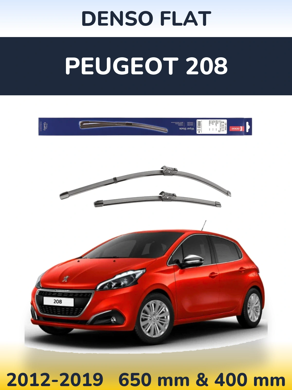 Sada předních stěračů Denso Flat 650 a 400 mm pro Peugeot 208 2012-2019