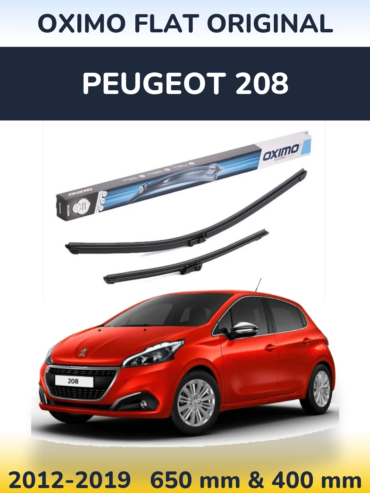 Sada předních stěračů Oximo Flat Original 650 a 400 mm pro Peugeot 208 2012-2019