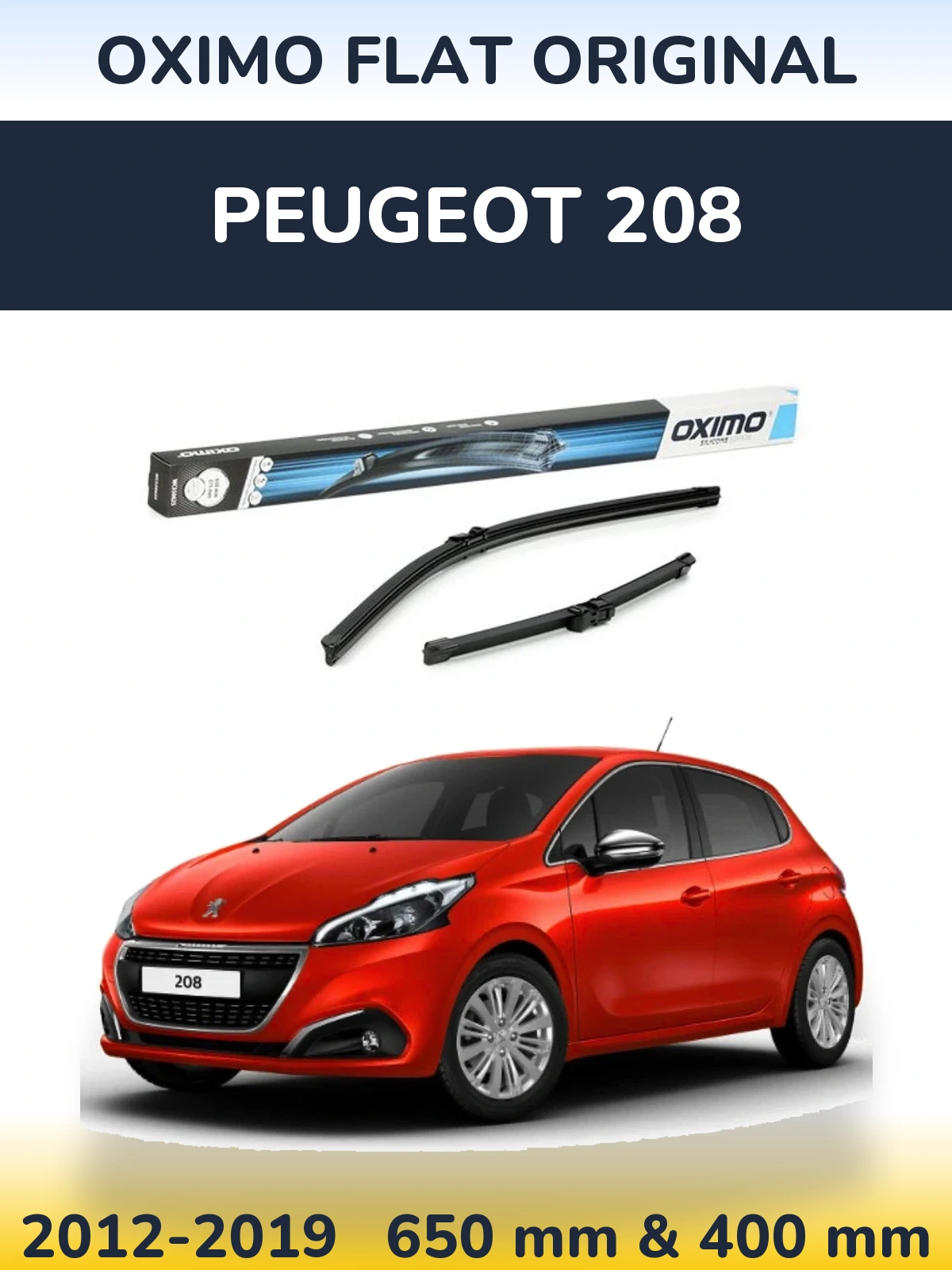 Sada předních stěračů Oximo Flat Original 650 a 375 mm pro Peugeot 208 2012-2019