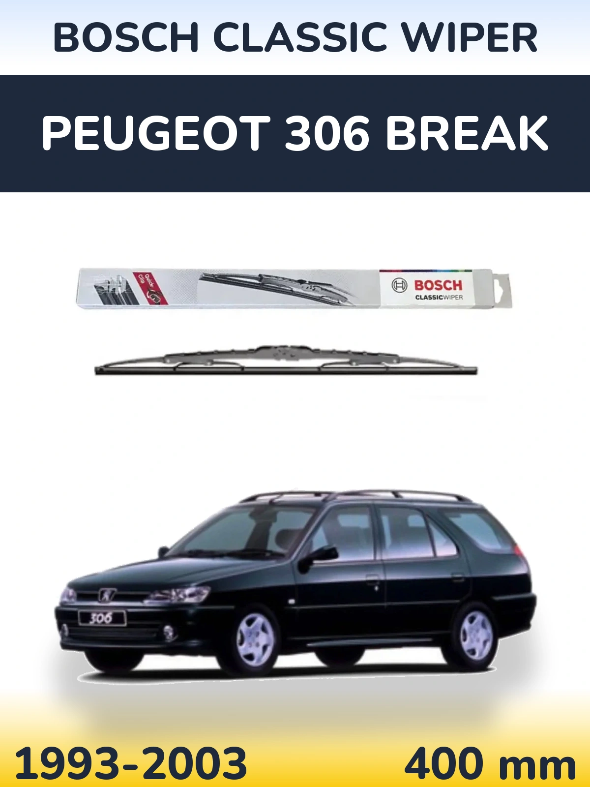 Задня щітка BOSCH Classic Wiper 400 мм для Peugeot 306 Break 1993-2003