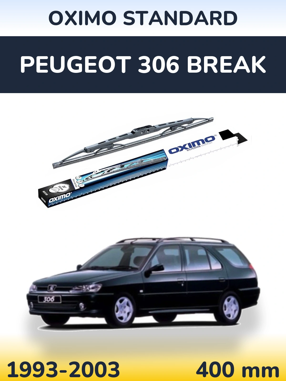 Zadní stěrač Oximo Standard 400 mm pro Peugeot 306 Break 1993-2003